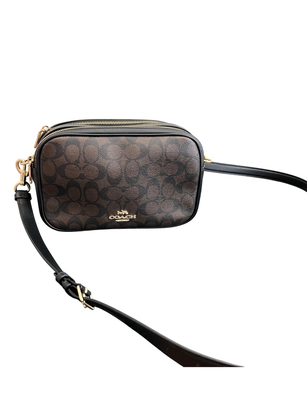 Coach Jes Signature Brown Leather Crossbody Camera Bag